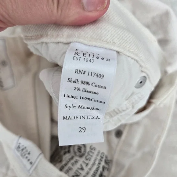 Frank & Eileen Monaghan High Rise Straight Leg Jeans Cream Raw Hem 29 - Picture 9 of 11